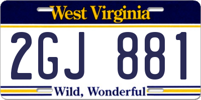 WV license plate 2GJ881