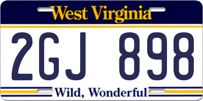 WV license plate 2GJ898