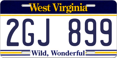 WV license plate 2GJ899