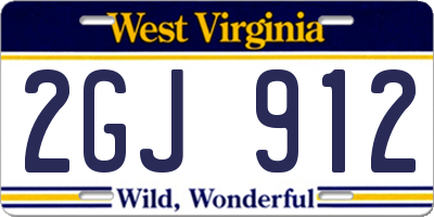WV license plate 2GJ912