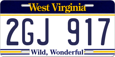 WV license plate 2GJ917