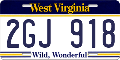 WV license plate 2GJ918