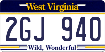 WV license plate 2GJ940