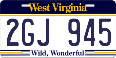 WV license plate 2GJ945