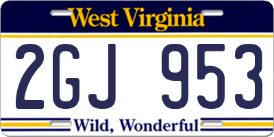 WV license plate 2GJ953