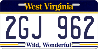 WV license plate 2GJ962
