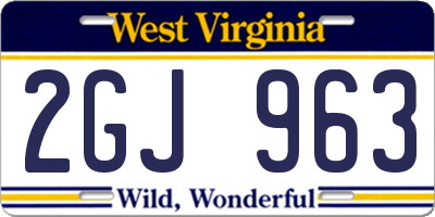 WV license plate 2GJ963