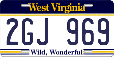 WV license plate 2GJ969