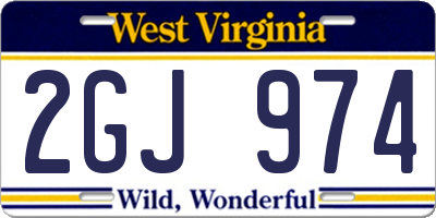 WV license plate 2GJ974
