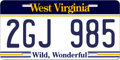WV license plate 2GJ985