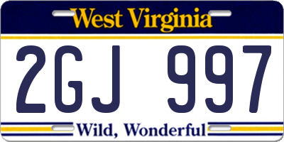 WV license plate 2GJ997