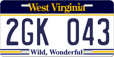WV license plate 2GK043