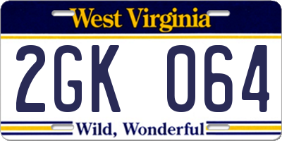 WV license plate 2GK064