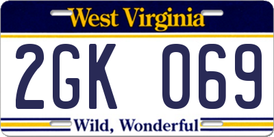 WV license plate 2GK069