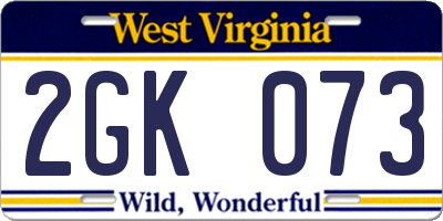 WV license plate 2GK073