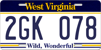 WV license plate 2GK078