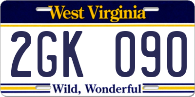 WV license plate 2GK090