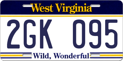 WV license plate 2GK095