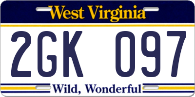WV license plate 2GK097