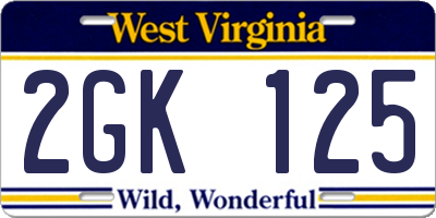 WV license plate 2GK125