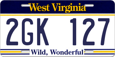 WV license plate 2GK127