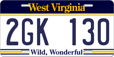 WV license plate 2GK130