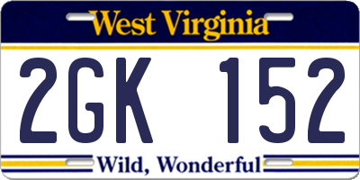 WV license plate 2GK152