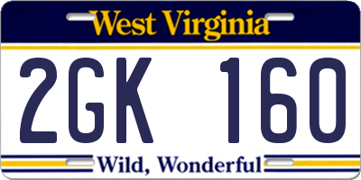 WV license plate 2GK160