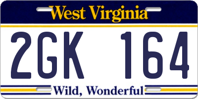 WV license plate 2GK164