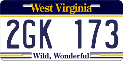 WV license plate 2GK173