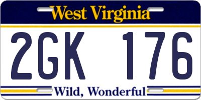 WV license plate 2GK176