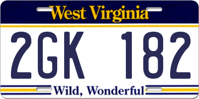 WV license plate 2GK182