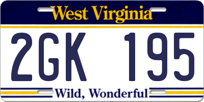 WV license plate 2GK195