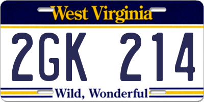 WV license plate 2GK214