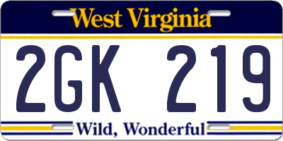 WV license plate 2GK219