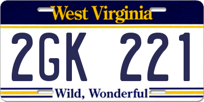 WV license plate 2GK221