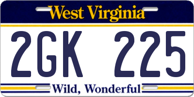 WV license plate 2GK225