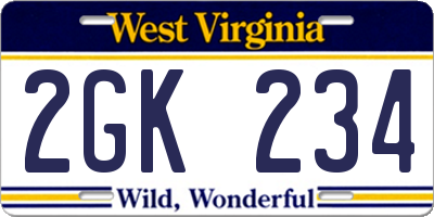WV license plate 2GK234