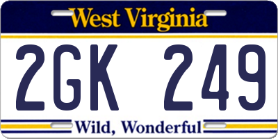 WV license plate 2GK249