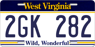 WV license plate 2GK282