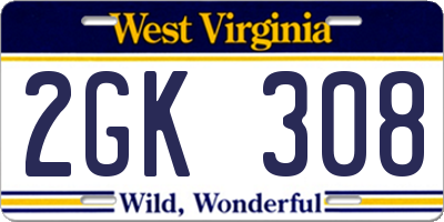 WV license plate 2GK308