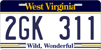 WV license plate 2GK311