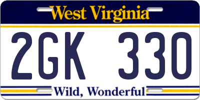 WV license plate 2GK330