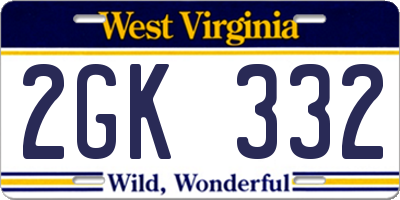WV license plate 2GK332