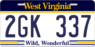 WV license plate 2GK337