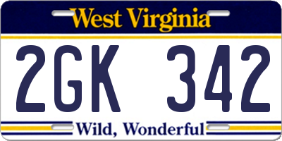 WV license plate 2GK342