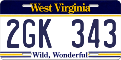 WV license plate 2GK343