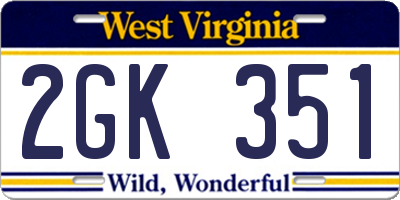 WV license plate 2GK351
