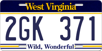 WV license plate 2GK371