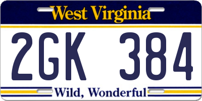 WV license plate 2GK384